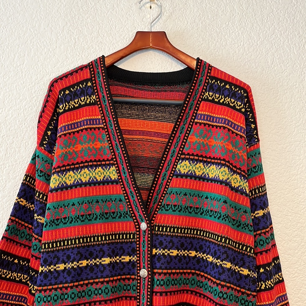 Vintage Colorful Mix Print Cardigan Sweater - Picture 4 of 11
